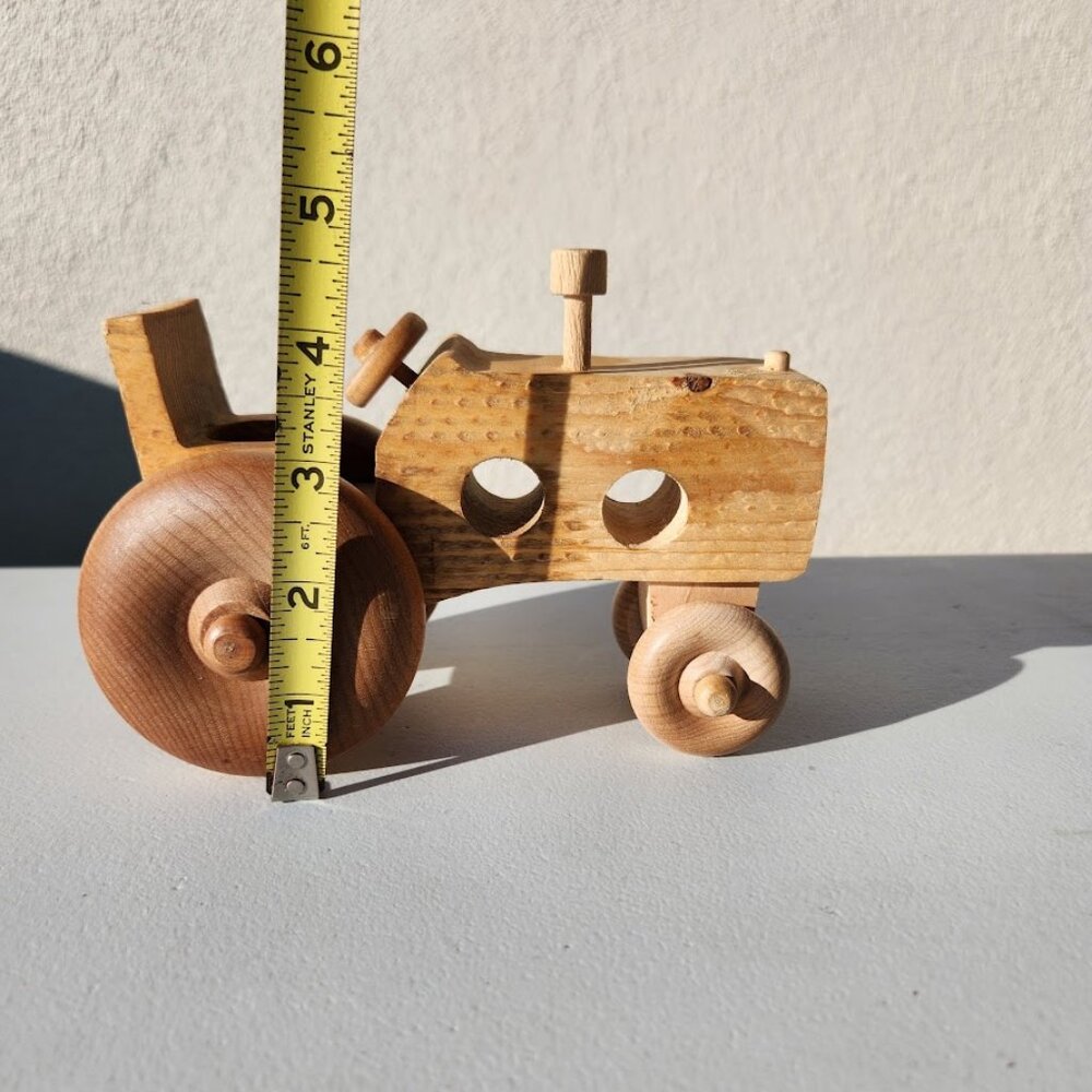 Handmade Vintage Toy Tractor Hand Crafted car push Decor Montessori Waldorf Minn - Picture 7 of 9